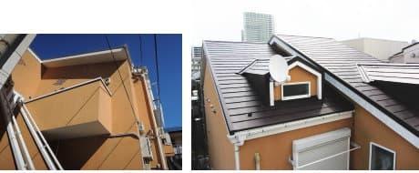 アパートのパミール屋根をガルバ理宇鋼板のスーパーガルテクトに葺き替え