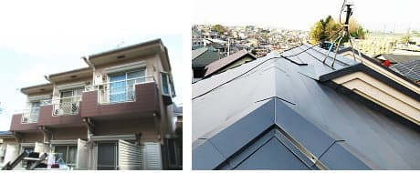 アパートのスレート屋根にガルバリウム鋼板でカバー工法