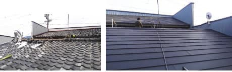 アパートの瓦屋根をガルバリウム鋼板に屋根に葺き替え