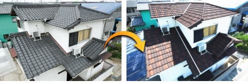 愛知県での瓦からガルバリウム鋼板への屋根葺き替え例