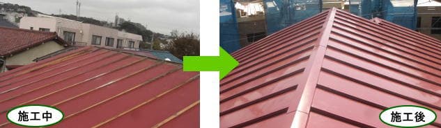 トタン屋根からガルバリウム鋼板屋根への葺き替え写真