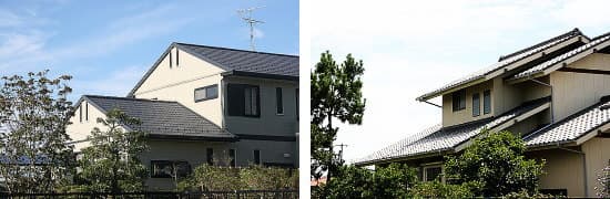 単純な構造の屋根と複雑な形状の屋根