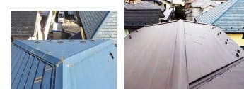 ガルバリウム鋼板横葺きから横葺きへの屋根葺き替え再工事例
