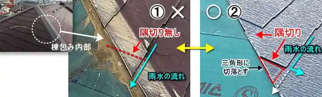 スレート屋根の雨漏り防ぐ隅切り加工とは？