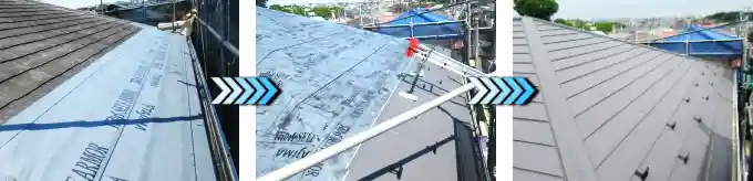 屋根カバー工法（重ね葺き）の工事工程