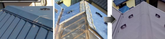 ガルバリウム鋼板屋根の雨漏り再葺き替え