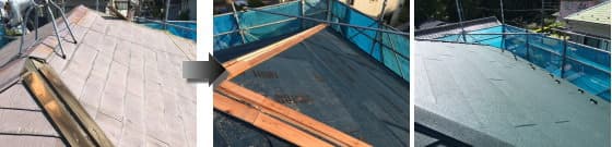 スレート屋根にガルテクトでカバー工法