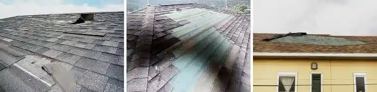 台風・強風被害を受け剥がれ飛んだ屋根