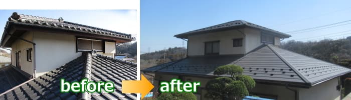瓦屋根の地震対策・軽量化工での屋根葺き替え