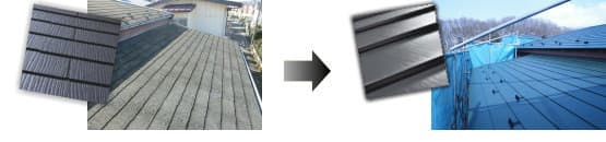 スレート屋根をガルバリウム鋼板へ変えると屋根が軽くなる