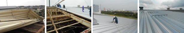 台風被害を受けた袖ヶ浦市の工場屋根修理