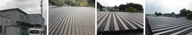 工場のの折板屋根が雪で雨漏り