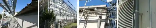 工場屋根に雨樋取り付け工事