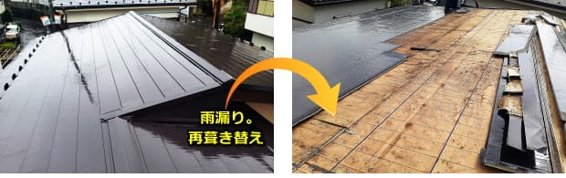 ガルバリウム鋼板屋根の雨漏り原因