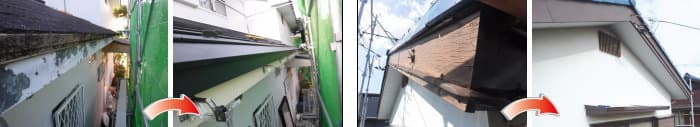 シングル屋根の破風板ガルバリウム鋼鈑巻き工事
