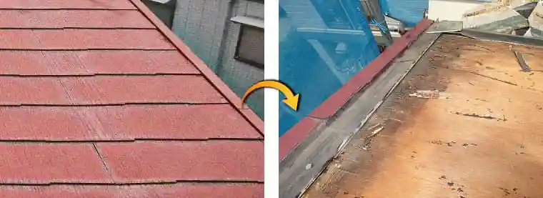 屋根ケラバ部からの雨漏り