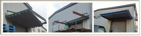 猿島郡、工場の搬入口屋根修理