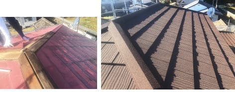 水戸市、スレート屋根にガルバリウム鋼板での屋根カバー工法
