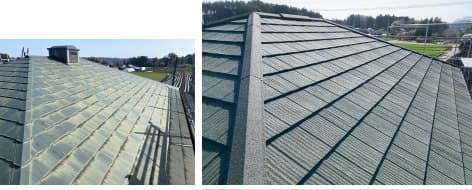 東茨城郡水戸市、スレート屋根にガルバリウム鋼板での屋根カバー工法