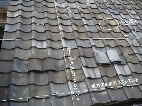 瓦屋根は流れや方向ズレ、欠けや浮き、経年劣化など様々な症状が見られます