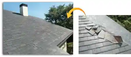 鎌倉市、天然スレート屋根の修理before&after