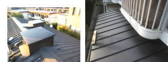 鎌倉市、瓦型ガルバリウム屋根の天窓塞ぎ工事