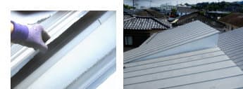 藤沢市片瀬でのバルバリウム鋼板縦葺き屋根の修理