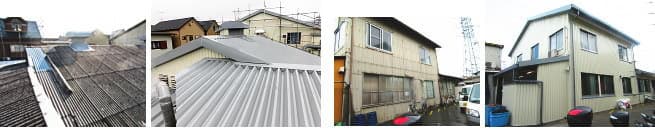 横浜市都筑区、工場のスレート屋根カバー工法と外壁カバー工法