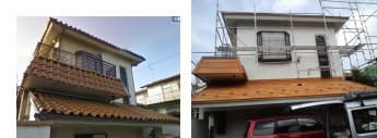 横浜市旭区中澤での瓦屋根葺き替え工事と外壁塗装