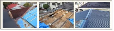 横浜市中区でのトタン波板屋根の部分葺き替え