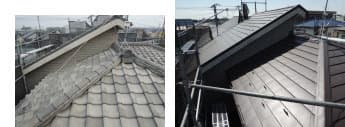 相模原市南区、瓦屋根の地震対策葺き替え工事