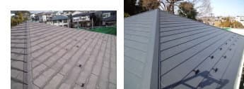 横浜市青葉区での屋根葺き替え、コロニアル屋根を横暖ルーフに