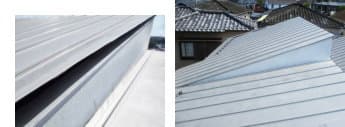 藤沢市片瀬山、縦葺きガルバリウム鋼板屋根の修理