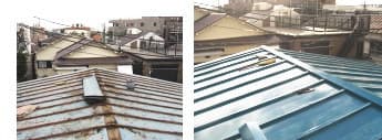 雨漏りによるトタン屋根葺き替え、神奈川県横浜市