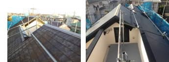 横浜市青葉区、スレートにガルバリウム鋼板カバー工法と外壁塗装