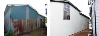 寒川町での納屋、屋根外壁張り替え工事写真