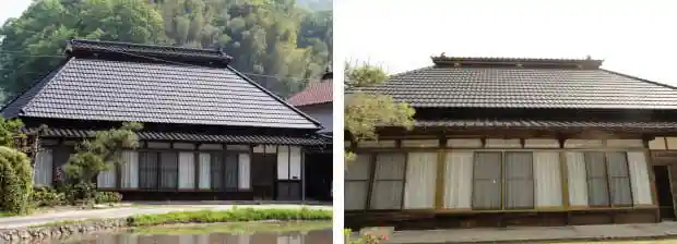 茅葺屋根に瓦と金属瓦を被せた屋根工事例