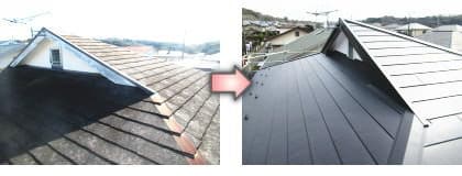 コロニアル屋根をSGL鋼板へ葺き替え