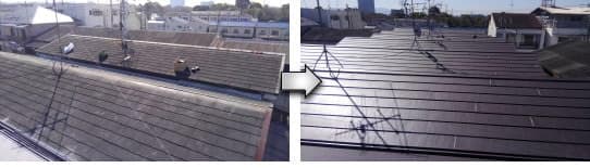東大阪市の貸家スレート屋根からガルテクトへカバー工法
