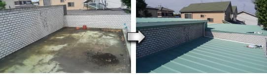 陸屋根の構造変更、ガルバリウム縦葺き屋根へ。富田林市
