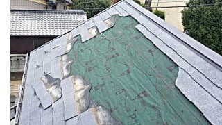台風で剥がれ飛んだパミール屋根