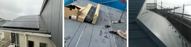 ソーラーが載ったパミール屋根カバー工法