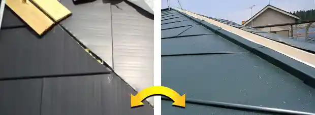 ガルバリウム屋根の棟廻り工事