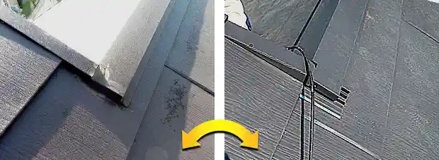 屋根の棟違い部分の雨仕舞工事