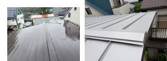 ガルバリウム鋼板横葺きから縦葺きへの屋根葺き替え再工事例