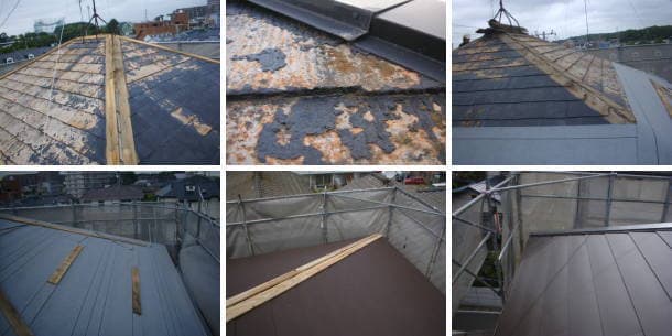 コロニアル屋根へのカバー工法工程写真