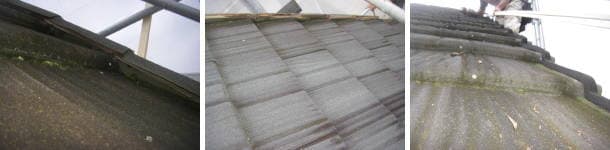 天然石ガルバリウム鋼板屋根の修理写真