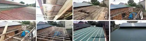 納屋の波板張り替え工事写真
