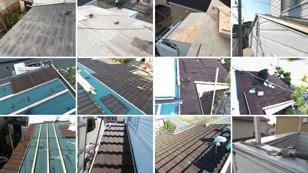 ストーンチップガルバリウム鋼板屋根葺き替えの施工工程写真