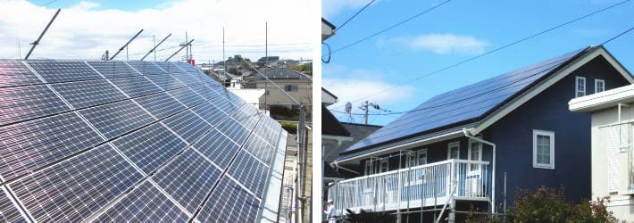 ガルバリウム鋼板屋根葺き替え後に載せた太陽光パネル取り付け完成写真